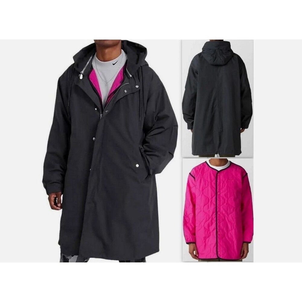 NWOT Nike Life Dark Gray Pink 3-in-1 Therma-FIT Detachable Quilted Liner Parka